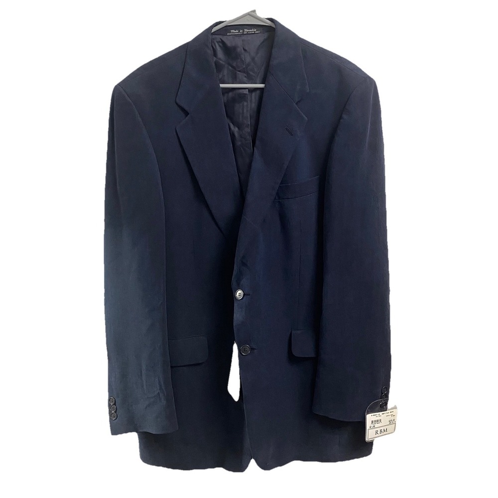 RBM Collection Men's Blazer  Suit Jacket Navy Blue 100% Tencel Soft 42L NWT $225